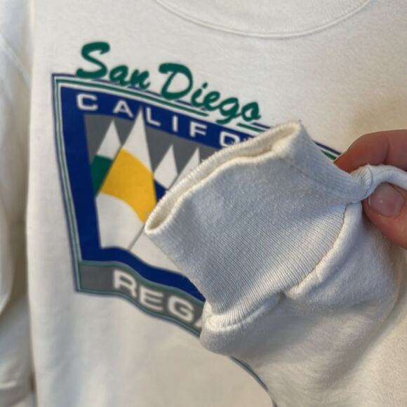 Jerzees Vintage 90s San Diego California Sailboat Crewneck Sweater Medium Unisex - Picture 5 of 9